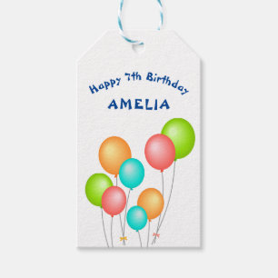 Colourful Party Balloons Kid Happy Birthday Gift Tags