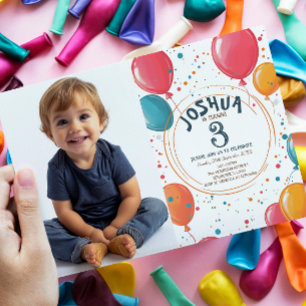 Colourful Party Balloons Kids Birthday Party Invitation