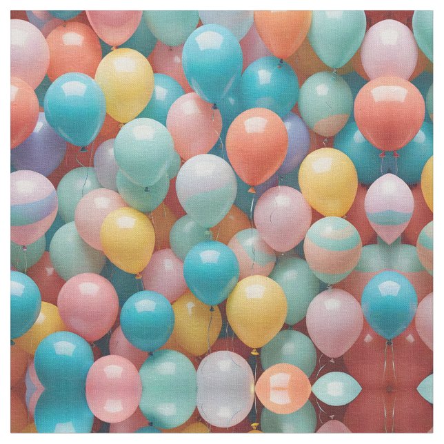 Colourful Party Balloons Pattern  Fabric (Close Up)