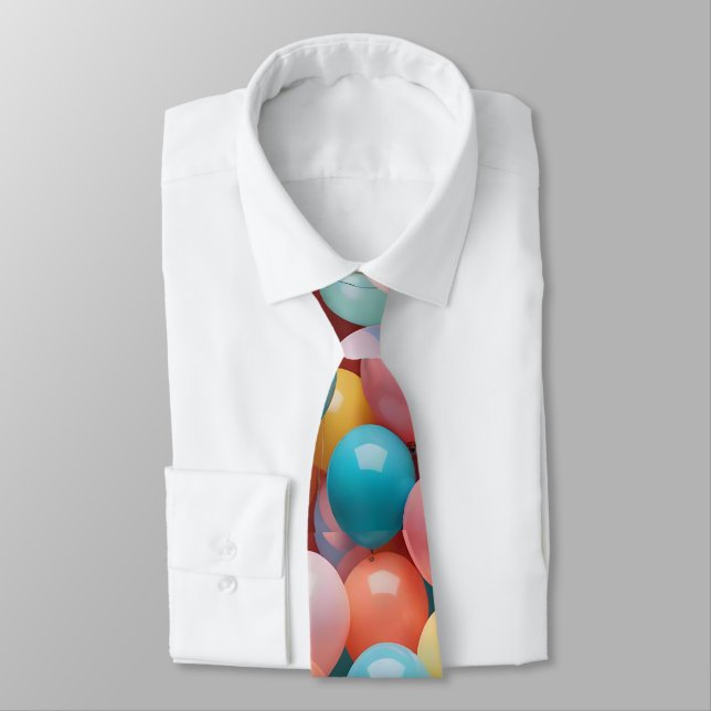Colourful Party Balloons Pattern  Tie (Tied)