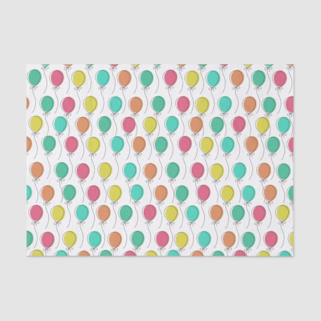 Colourful Party Balloons Pattern Tissue Paper (Front)