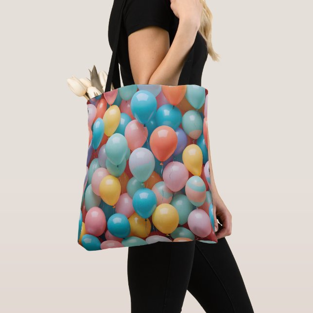 Colourful Party Balloons Pattern  Tote Bag (Close Up)