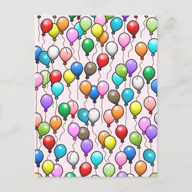 Colourful Party Balloons Postcard (Front)