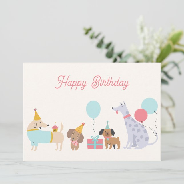 Colourful party dogs  holiday card (Standing Front)