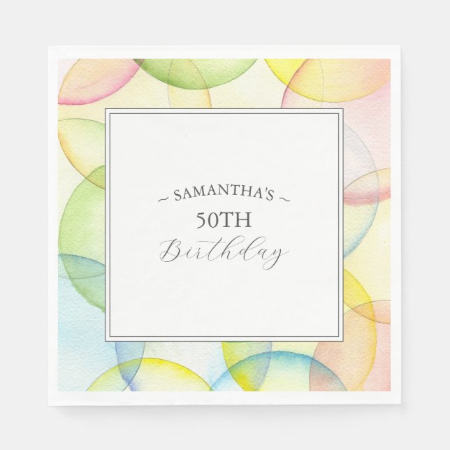 Colourful Party Personalised Birthday Napkins (Front)