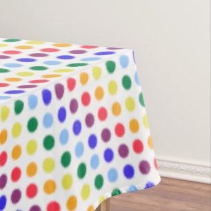 Colourful Party Rainbow Polka Dots Tablecloth