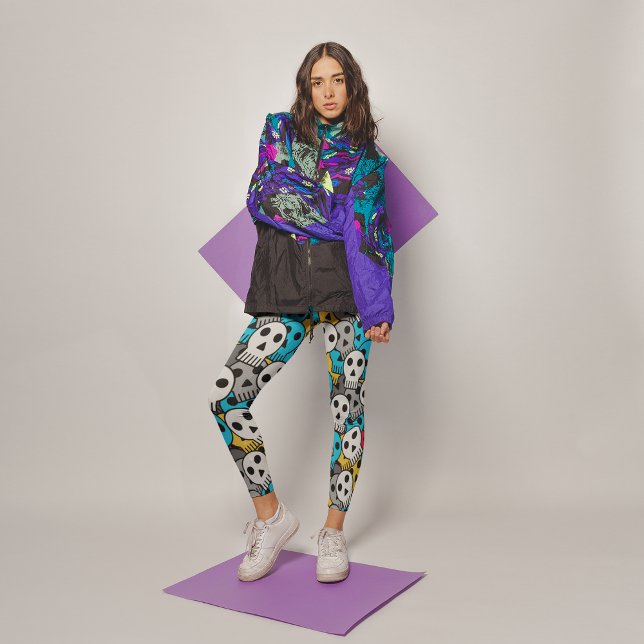 Colourful Party Skulls Leggings (Creator Uploaded)