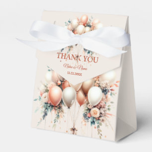 Colourful Party White Peach Floral Balloons Favour Box