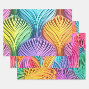 Colourful Pastel Abstract Design Pattern Wrapping Paper Sheet