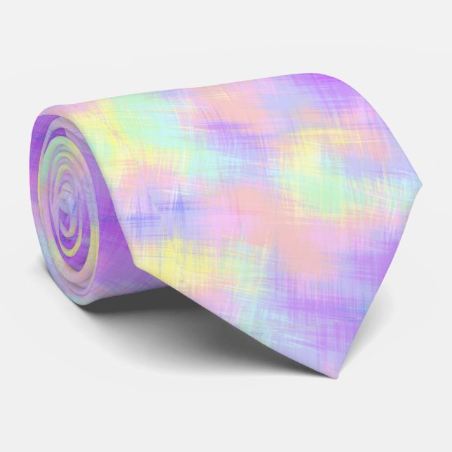 Colourful Pastel Abstract Tie (Rolled)