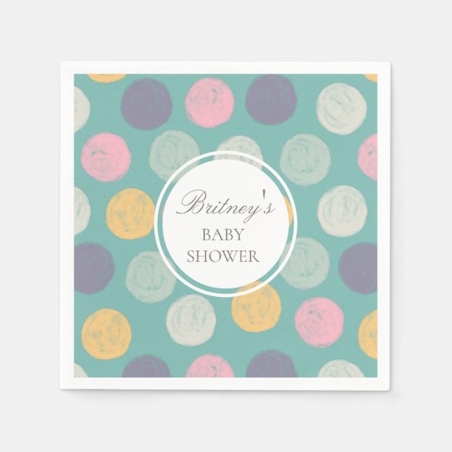 colourful pastel baby shower monogram napkin (Front)