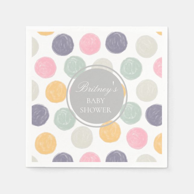 colourful pastel baby shower monogram napkin (Front)
