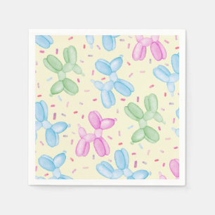 Colourful Pastel Balloon Animals Birthday Party Napkin