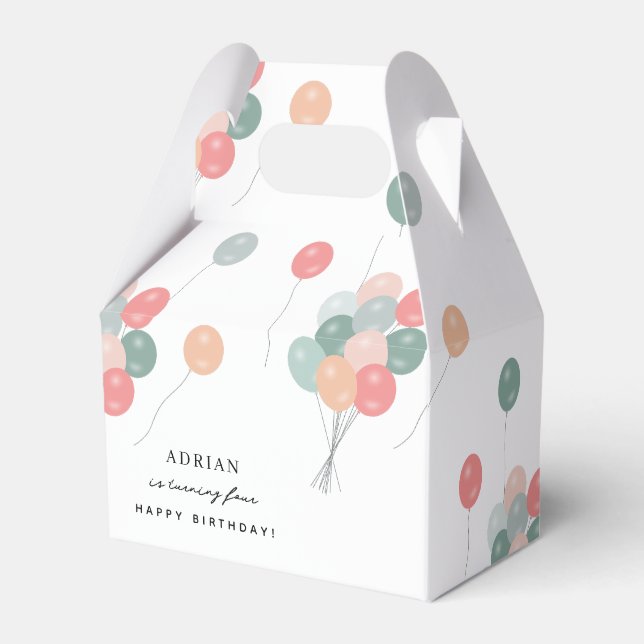 Colourful Pastel Birthday Party Balloons Modern  Favour Box (Front Side)