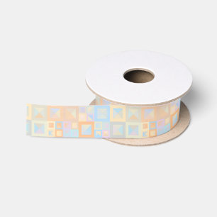 Colourful Pastel Boho Mod Geometric Abstract Satin Ribbon