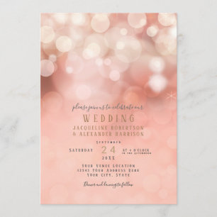 Colourful Pastel Bokeh Twinkling Lights Blush Pink Invitation