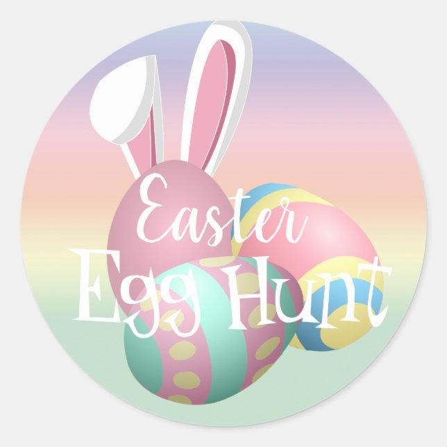 Colourful Pastel Bunny Ears Easter Egg Hunt Classic Round Sticker (Front)