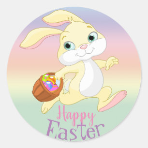 Colourful Pastel Bunny Ears Happy EASTER Classic Round Sticker