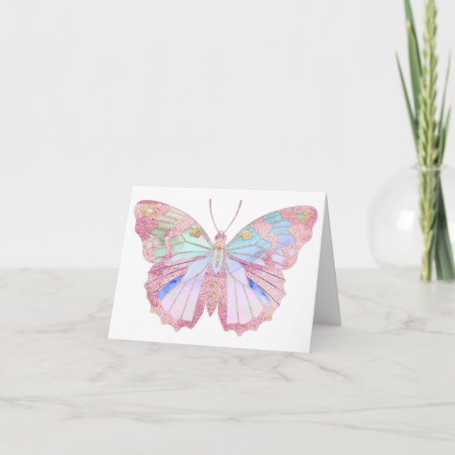Colourful Pastel Butterfly BLANK  Card (Front)