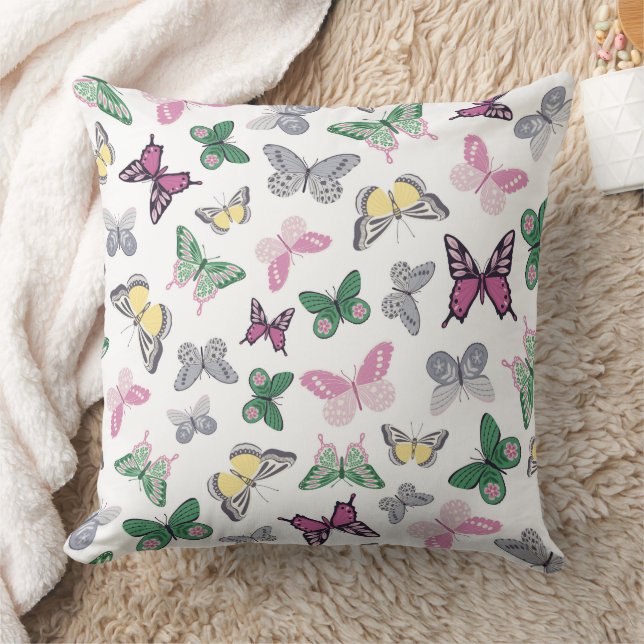 Colourful Pastel Butterfly Pattern Cushion (Blanket)