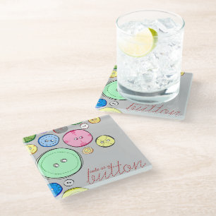 Colourful Pastel Buttons Glass Coaster