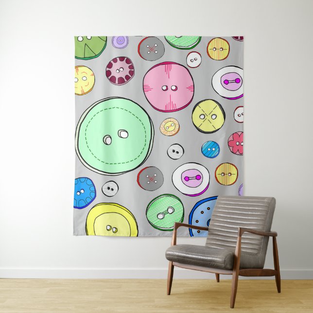 Colourful Pastel Buttons Tapestry (In Situ)