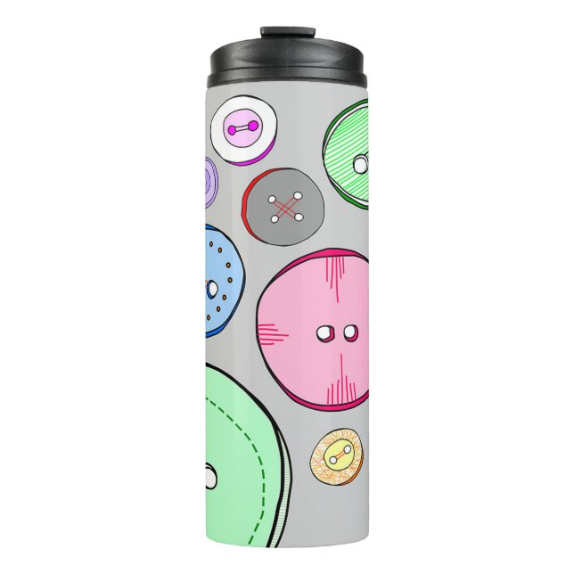Colourful Pastel Buttons Thermal Tumbler (Front)