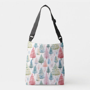 Colourful Pastel Christmas Pine Trees Pattern Crossbody Bag