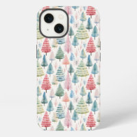 Colourful Pastel Christmas Pine Trees Pattern