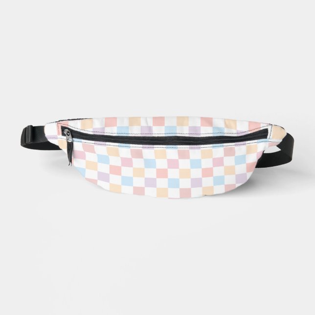 Colourful Pastel Colours Cute Chequered Pattern Bum Bags (Front)