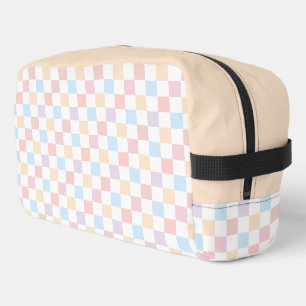 Colourful Pastel Colours Cute Chequered Pattern Dopp Kit