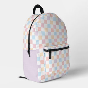 Colourful Pastel Colours Cute Chequered Pattern Printed Backpack