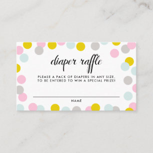 Colourful Pastel Confetti Dots Frame Diaper Raffle Business Card