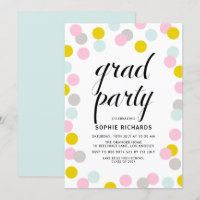 Colourful Pastel Confetti Dots Graduation Party