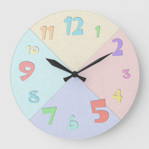 Colourful Pastel Construction Paper Large Clock