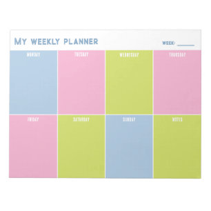 Colourful Pastel Custom Weekly Planner Notepad