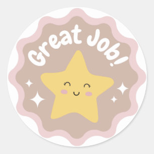 Colourful Pastel Cute Great Job For Kids Classic Round Sticker