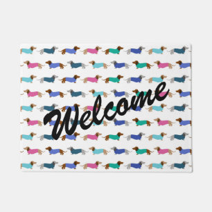 Colourful Pastel Dachshund Doormat