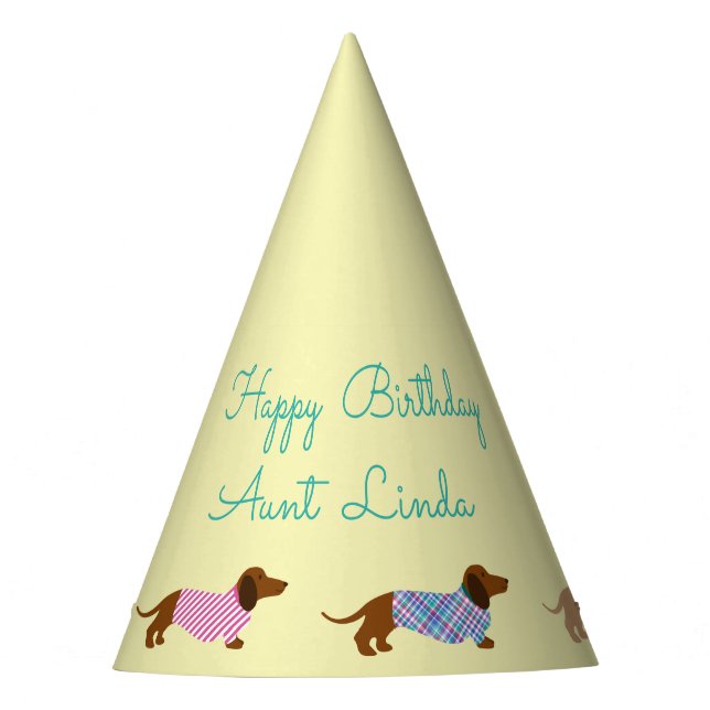 Colourful Pastel Dachshund Party Hat (Front)