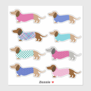 Colourful Pastel Dachshund Stickers