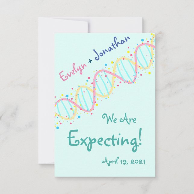 Colourful Pastel DNA We Are Expecting a Baby Card (Front)