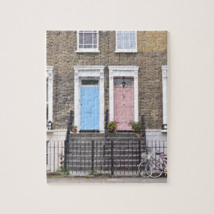 Colourful Pastel Doors Houses Islington London UK Jigsaw Puzzle