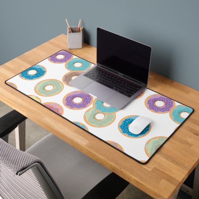 Colourful Pastel Doughnuts & Sprinkles Pattern Desk Mat (Office 2)