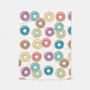 Colourful Pastel Doughnuts & Sprinkles Pattern Fleece Blanket