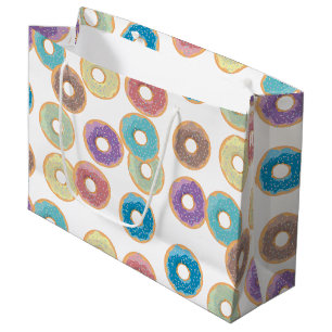 Colourful Pastel Doughnuts & Sprinkles Pattern Large Gift Bag