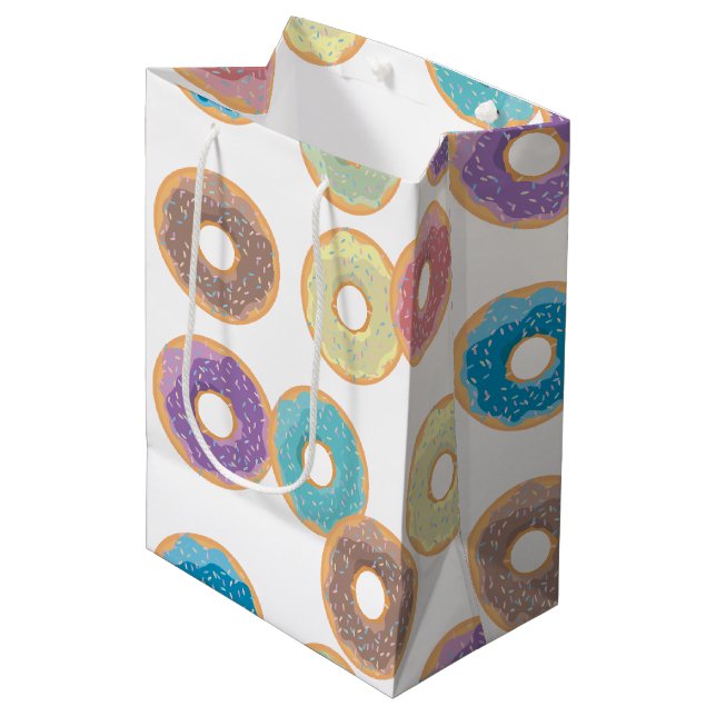 Colourful Pastel Doughnuts & Sprinkles Pattern Medium Gift Bag (Front Angled)