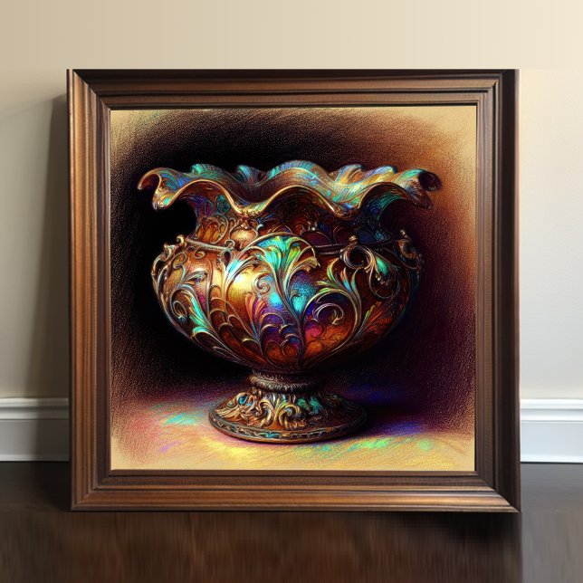 Colourful Pastel Drawing Antique Art Glass Bowl Poster (Creator Uploaded)