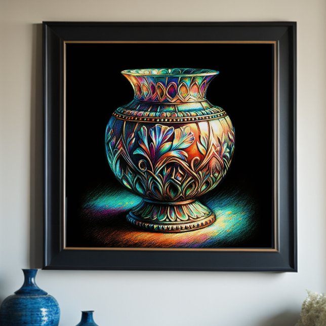 Colourful Pastel Drawing Antique Art Glass Vase Poster (Creator Uploaded)
