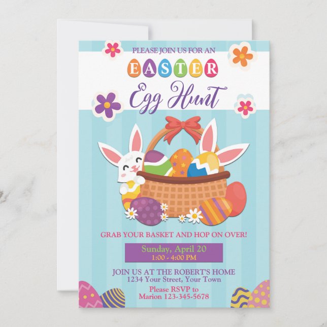 Colourful Pastel Easter Egg Hunt Invitation (Front)