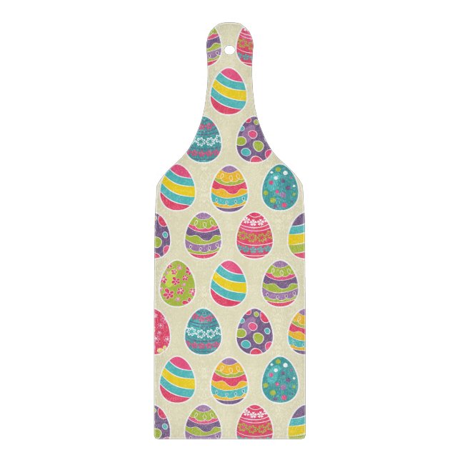 Colourful Pastel Easter Eggs Cute Pattern Cutting Board (Front)